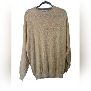 Vintage 90s NWT Barry Bricken 100% Silk Cable Knit Sweater Mens XLarge Crewneck